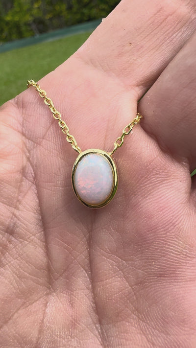 1.1ct Coober Pedy Opal Pendant Necklace ~ 'Shark Bay Sunset' | Yellow Gold Coated 925 Sterling Silver | Solid Australian Opal