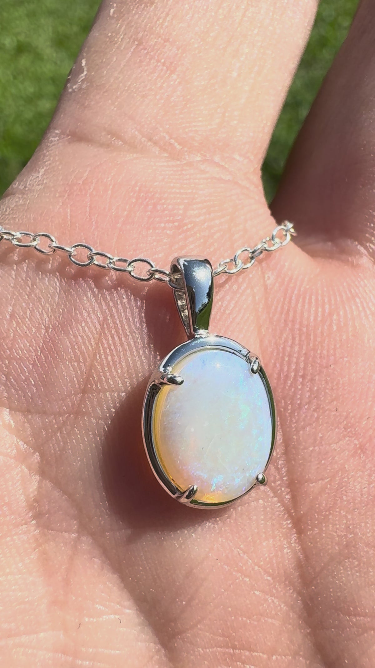 0.9ct Lightning Ridge Crystal Opal Pendant Necklace ~ 'Hervey Bay Blues' | 925 Sterling Silver | Solid Australian Opal