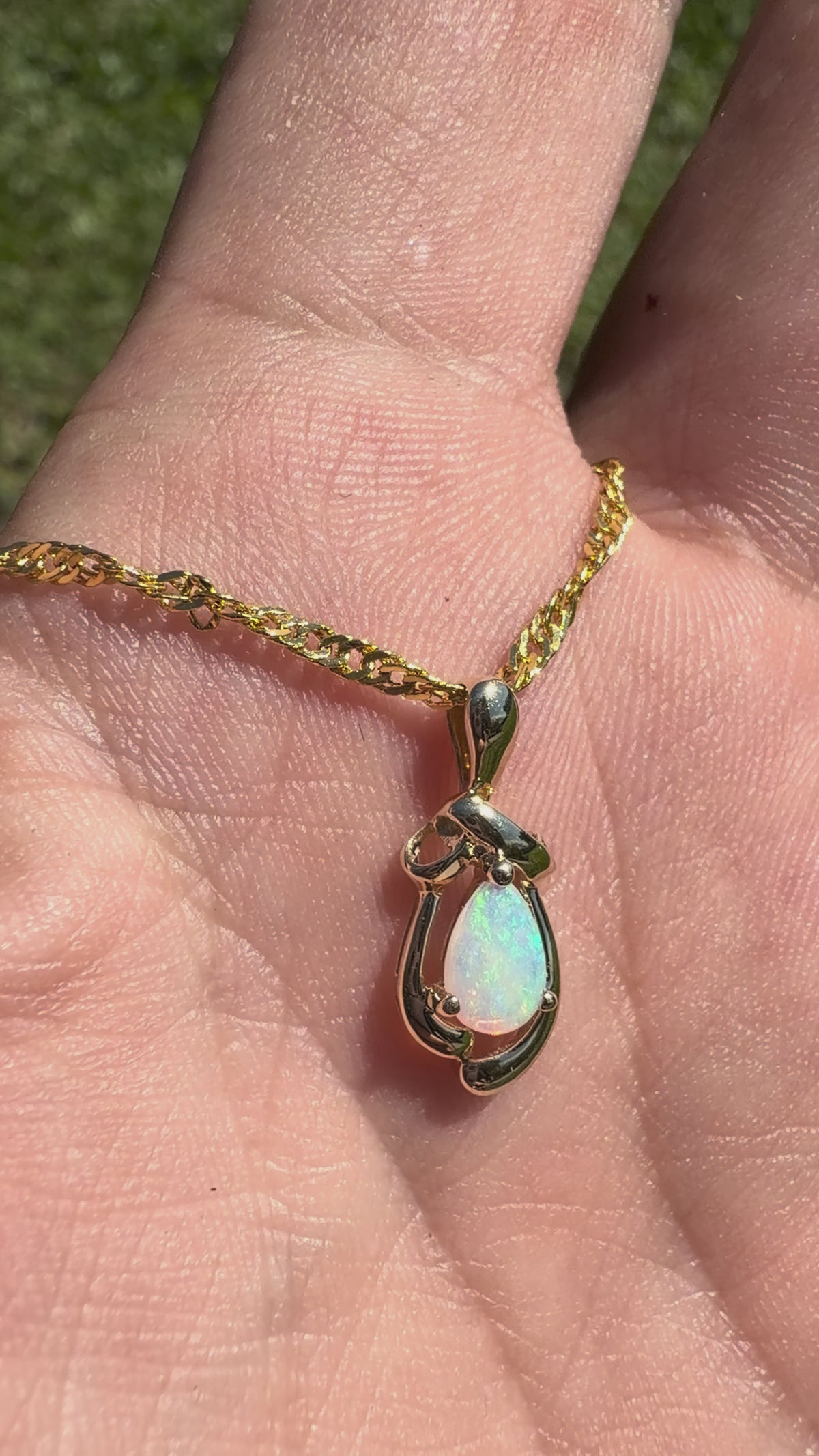 0.4ct Coober Pedy Opal Pendant Necklace ~ 'Gippsland Spark' | 9ct Yellow Gold | Solid Australian Opal