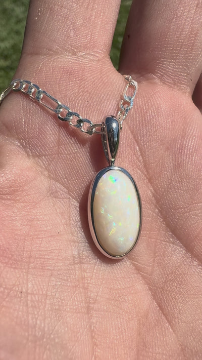 3.5ct Coober Pedy Opal Pendant Necklace ~ 'Lord Howe Spectrum' | 925 Sterling Silver | Solid Australian Opal
