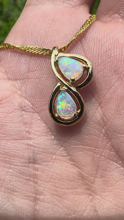 0.7ct Lightning Ridge Opal Pendant Necklace ~ 'Hyams Beach Blues' | 14ct Yellow Gold | Solid Australian Opal