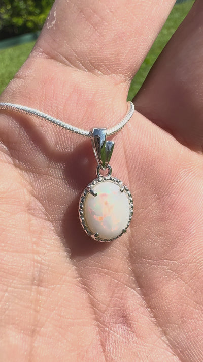 1.2ct Coober Pedy Opal Pendant Necklace ~ 'Moreton Bay Lace' | 925 Sterling Silver | Solid Australian Opal