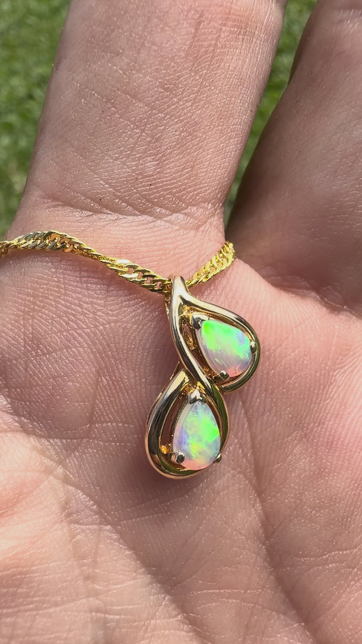 0.8ct Coober Pedy Opal Swirl Pendant Necklace ~ 'Clare Valley Twirl' | 14ct Yellow Gold | Solid Australian Opal