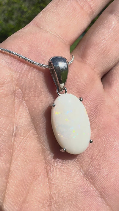 5.6ct Coober Pedy Opal Pendant Necklace ~ 'Grampians Colour' | 925 Sterling Silver | Solid Australian Opal
