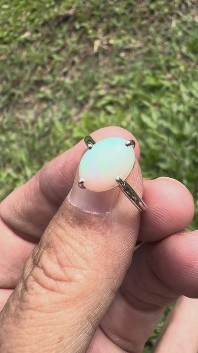 2.5ct Coober Pedy Opal Ring ~ 'Karijini Rainbow' | 925 Sterling Silver | Solid Australian Opal