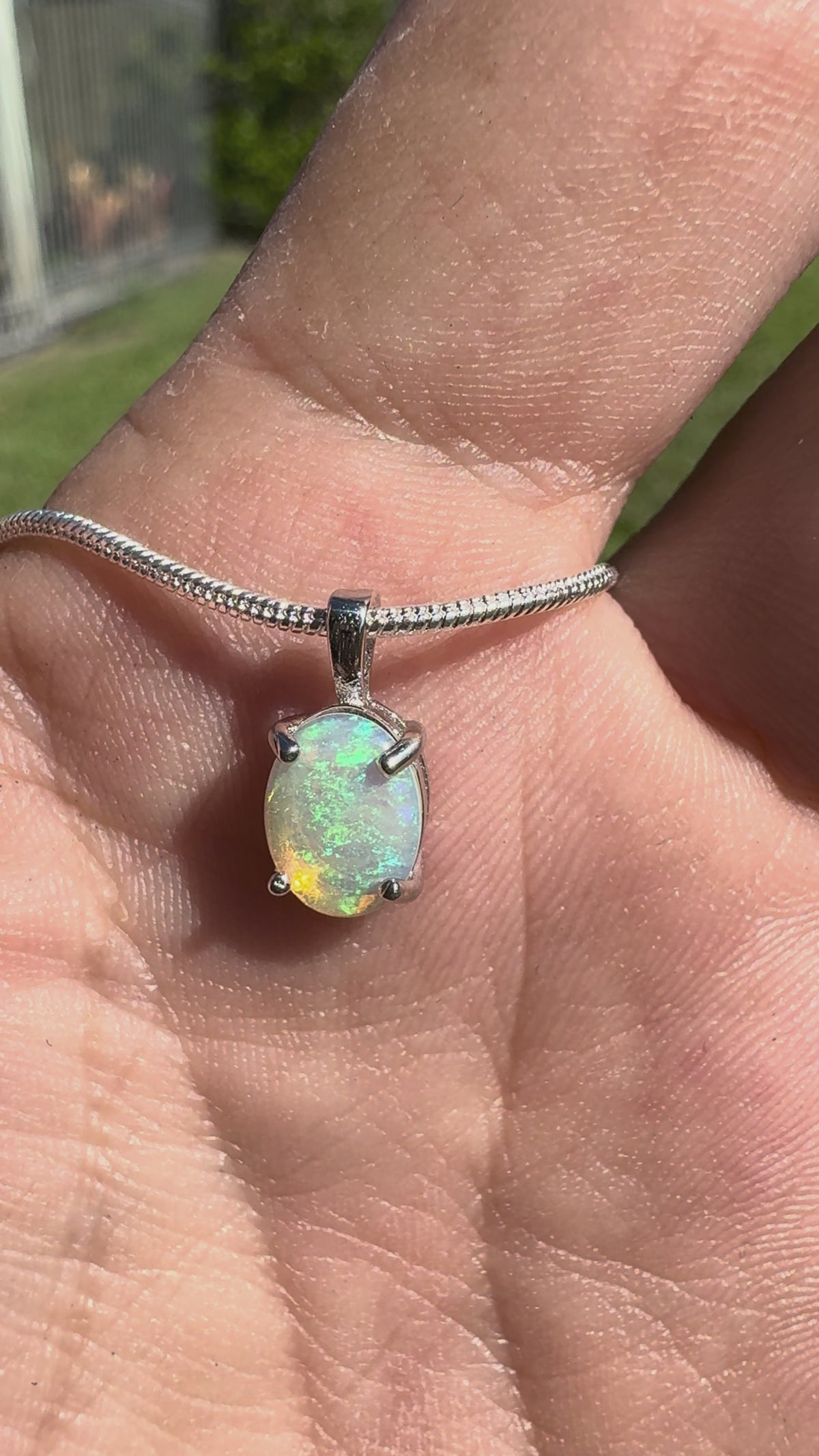 0.7ct Lightning Ridge Crystal Opal Pendant Necklace ~ 'Pebbly Beach Blues' | 925 Sterling Silver | Solid Australian Opal