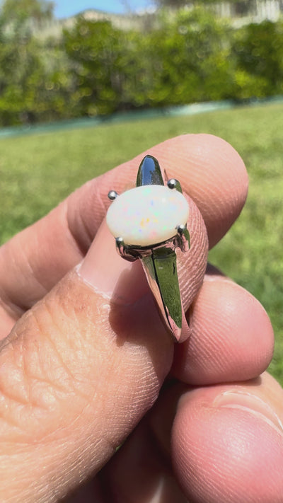 0.4ct Coober Pedy Opal Ring ~ 'Yeppoon Gleam' | 925 Sterling Silver | Solid Australian Opal