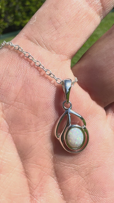 0.7ct Lightning Ridge Opal Pendant Necklace ~ 'Tidal River Blues' | 925 Sterling Silver | Solid Australian Opal