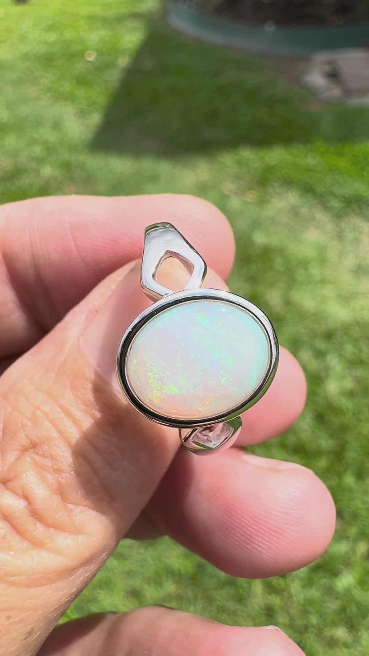 1.8ct Lightning Ridge Opal Ring ~ 'Shell Beach Blues' | 925 Sterling Silver | Solid Australian Opal