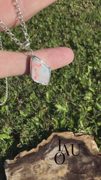 Southern Sun ~ 5.3ct Solid Lightning Ridge Opal 925 Sterling Silver Pendant Necklace