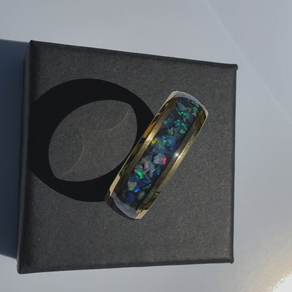 Handmade Australian Opal Ring Gold Surgical Steel Size V (10 3/4)