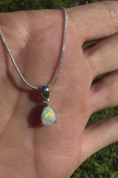 'Desert Radiance' ~ Handcrafted 1.5ct Solid Lightning Ridge Opal Sterling Silver Pendant Necklace