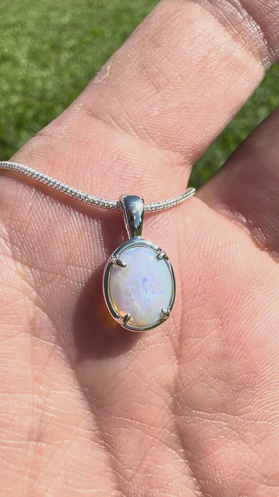 0.9ct Lightning Ridge Crystal Opal Pendant Necklace ~ 'Coffin Bay Crystal' | 925 Sterling Silver | Solid Australian Opal