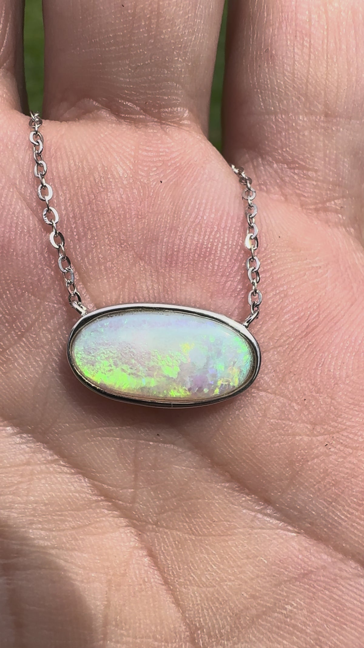 2.2ct Coober Pedy Opal Pendant Necklace ~ 'Lamington Greens' | 925 Sterling Silver | Solid Australian Opal