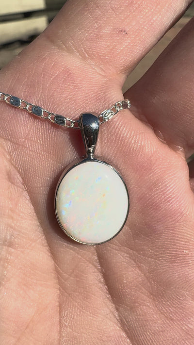 5ct Coober Pedy Opal Pendant Necklace ~ 'Liffey Falls Beacon' | 925 Sterling Silver | Solid Australian Opal