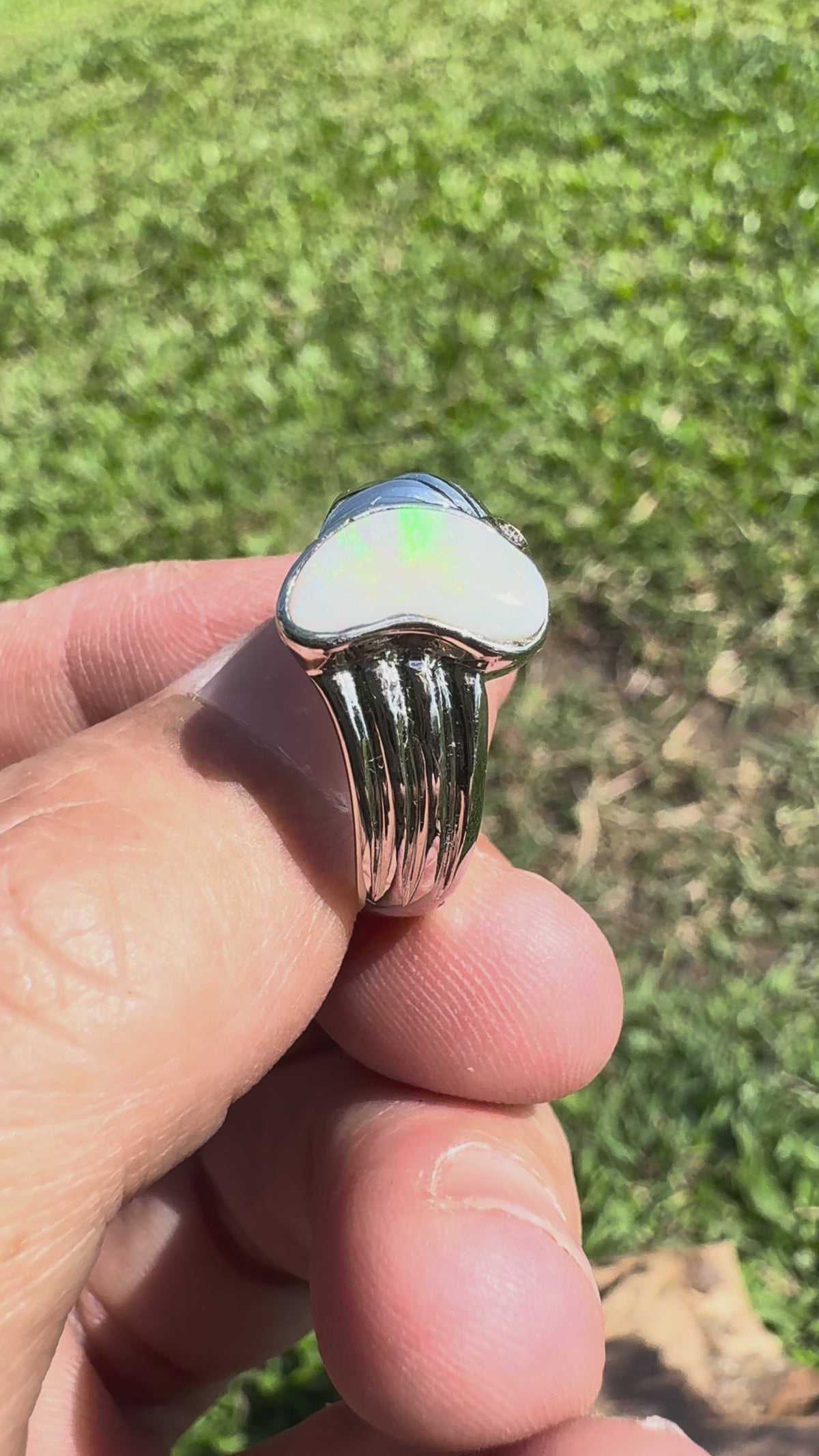 1ct Coober Pedy Opal Ring ~ 'Walhalla Firelight' | 925 Sterling Silver | Solid Australian Opal