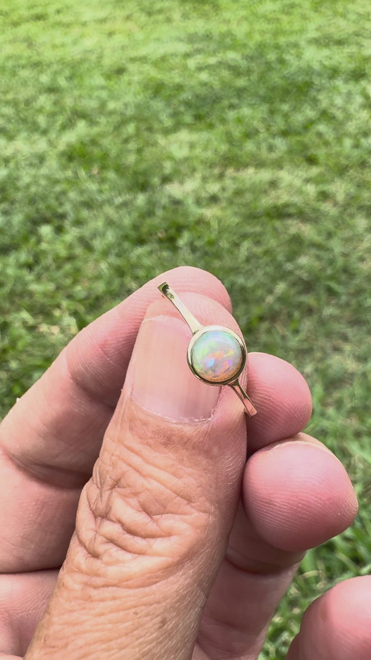 0.5ct Lightning Ridge Crystal Opal Ring ~ 'Daly River Spectrum' | 9ct Yellow Gold | Solid Australian Opal