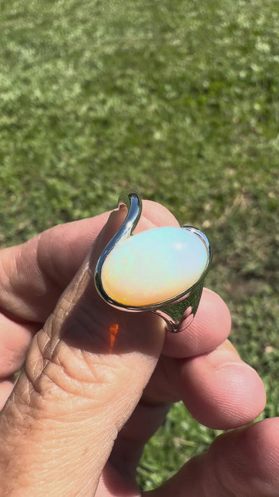 3.9ct Coober Pedy Opal Ring ~ 'Grampians Sky' | 925 Sterling Silver | Solid Australian Opal