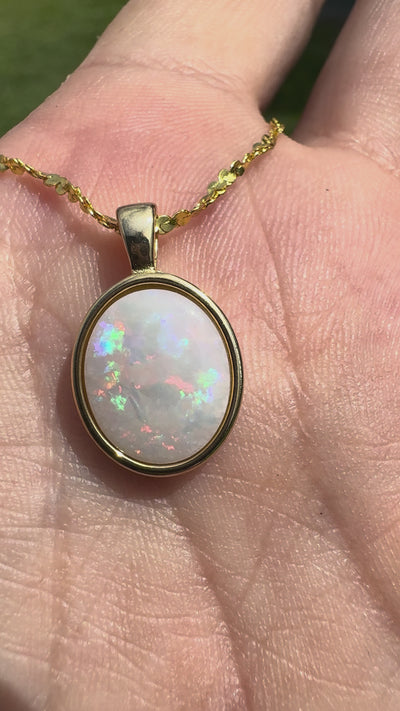 1.2ct Coober Pedy Opal Pendant Necklace ~ 'Gulgong Gold' | Yellow Gold Coated 925 Sterling Silver | Solid Australian Opal