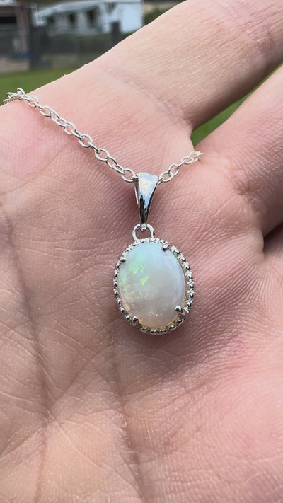 1ct Coober Pedy Opal Pendant Necklace ~ 'Victor Harbor Lace' | 925 Sterling Silver | Solid Australian Opal