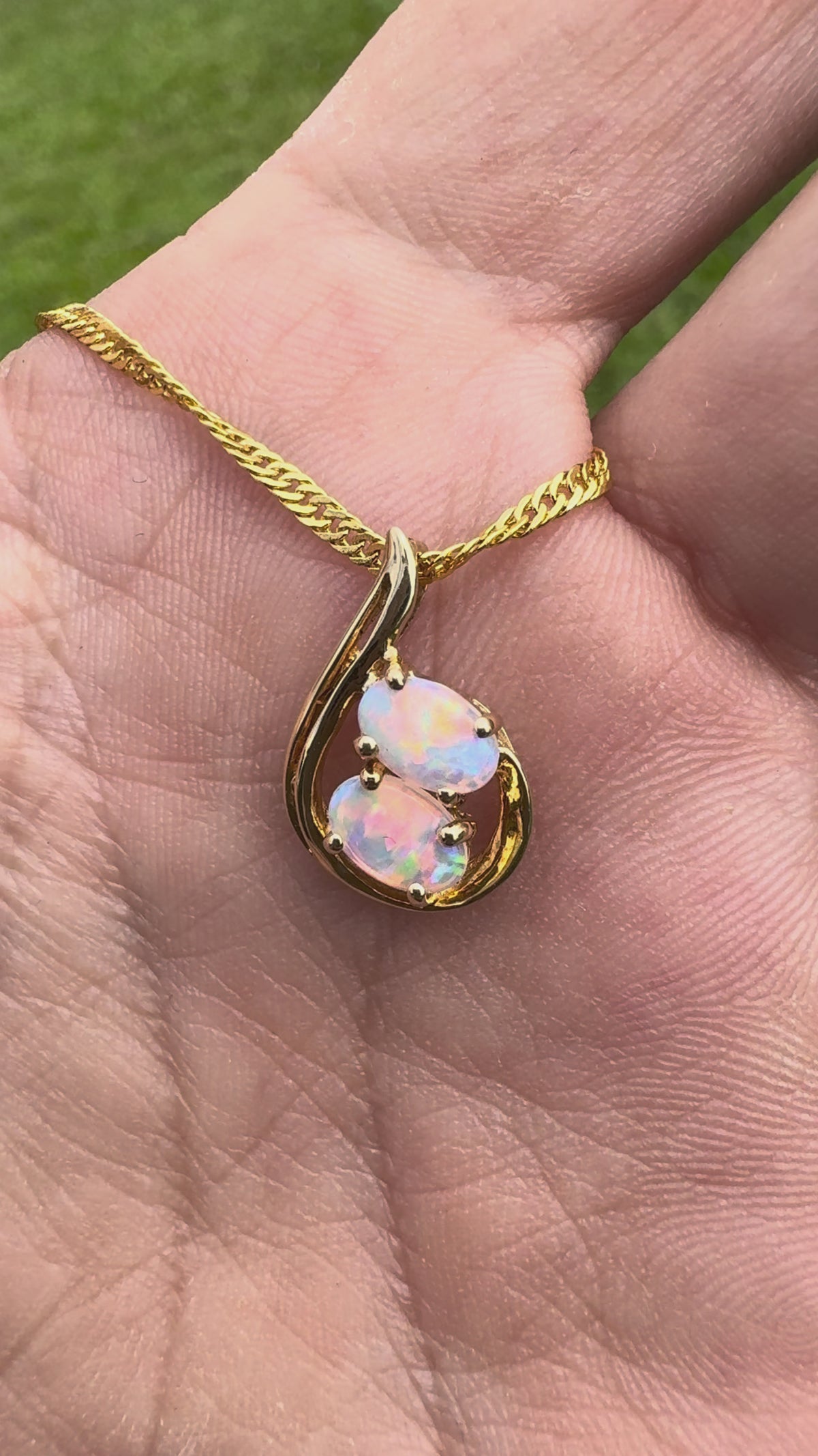 0.9ct Lightning Ridge Crystal Opal Swirl Pendant Necklace ~ 'Cradle Mountain Swirl' | 14ct Yellow Gold | Solid Australian Opal