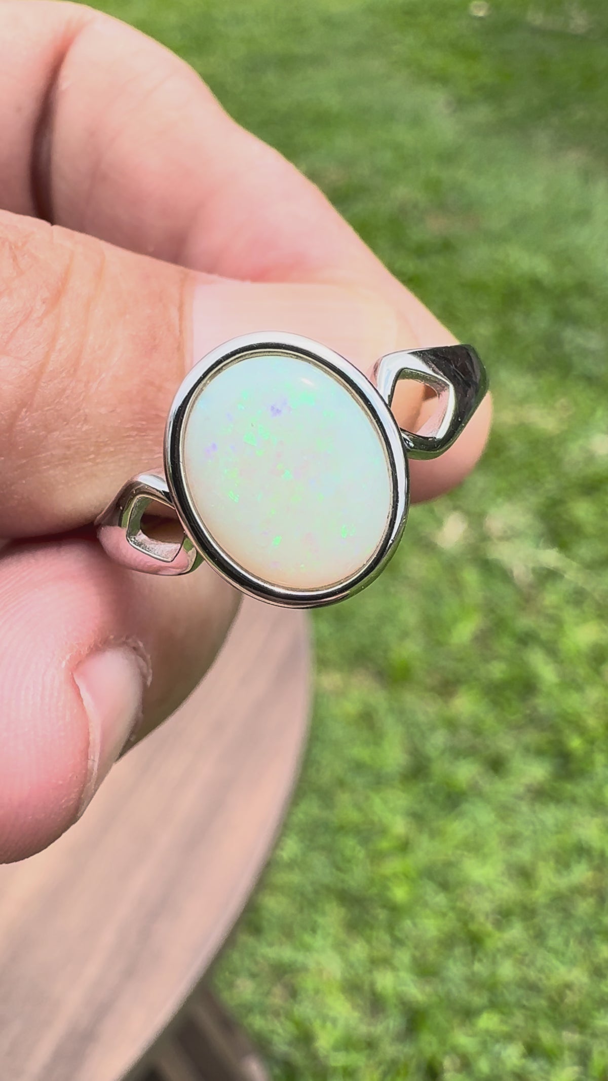 1.8ct Coober Pedy Opal Ring ~ 'Strahan Greens' | 925 Sterling Silver | Solid Australian Opal