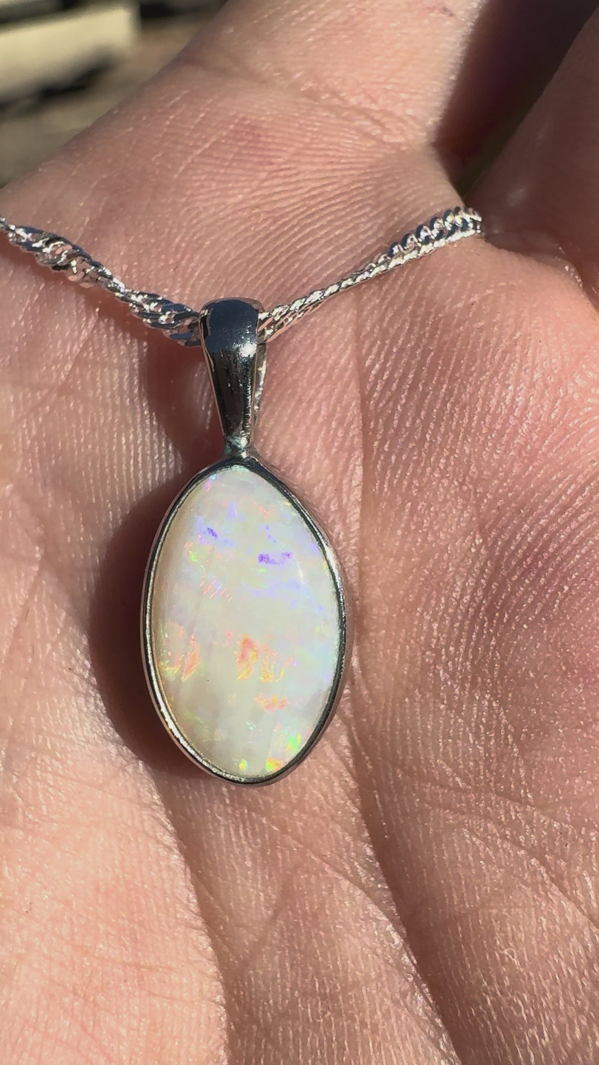 2.3ct Coober Pedy Opal Pendant Necklace ~ 'Hutt Lagoon Sunburst' | 925 Sterling Silver | Solid Australian Opal
