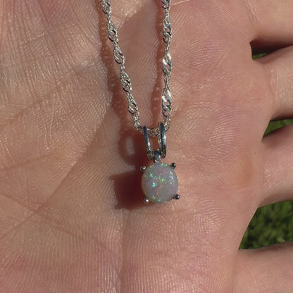 'Dreamtime Spirit' ~ Handcrafted 0.8ct Solid Lightning Ridge Opal Sterling Silver Pendant Necklace