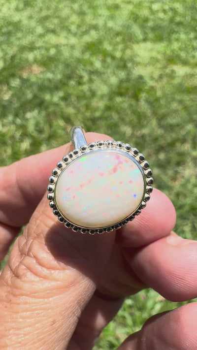 4ct Coober Pedy Opal Ring ~ 'Twelve Apostles Rainbow' | 925 Sterling Silver | Solid Australian Opal