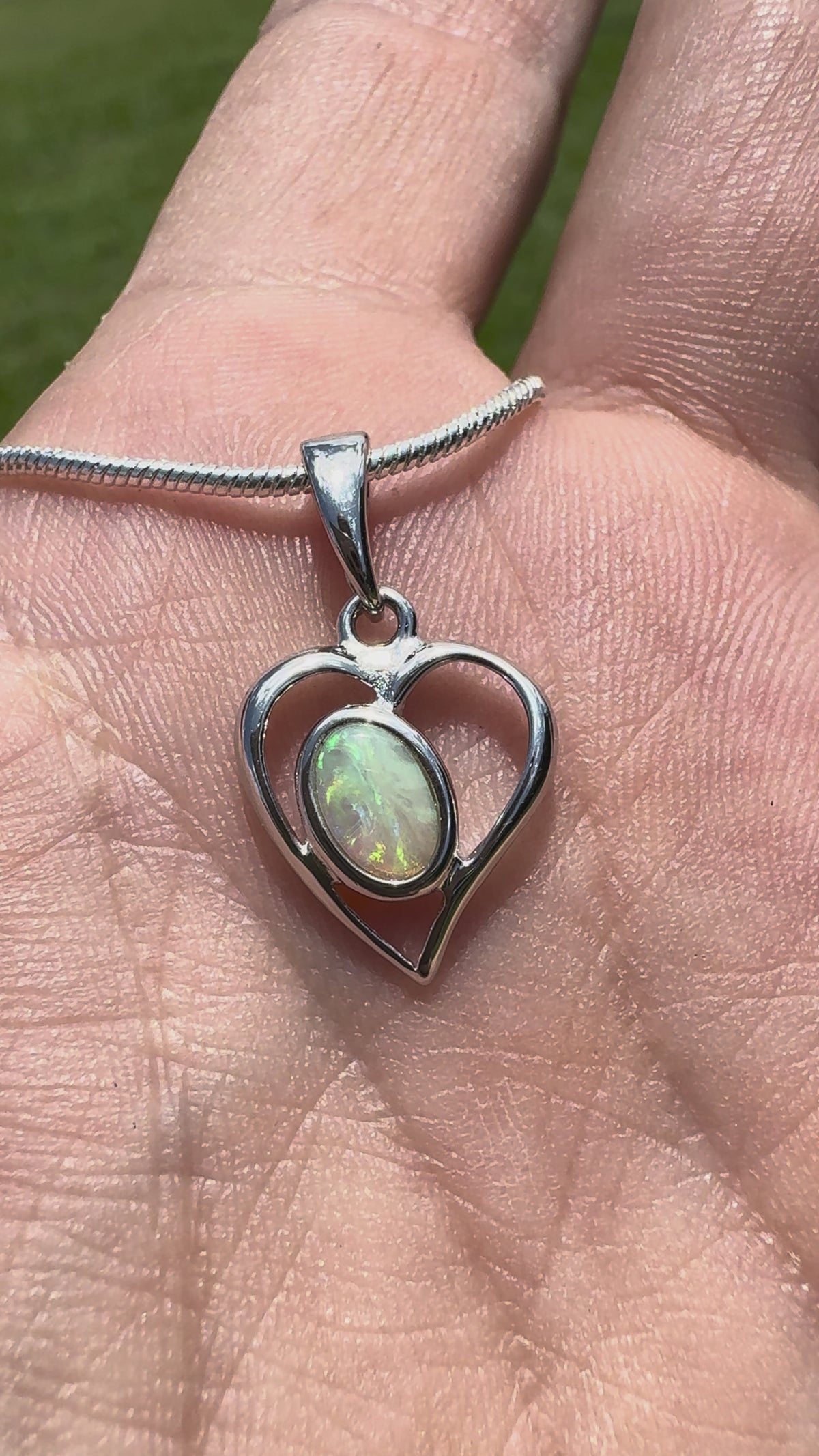 0.4ct Coober Pedy Opal Heart Pendant Necklace ~ 'Huon Valley Heart' | 925 Sterling Silver | Solid Australian Opal