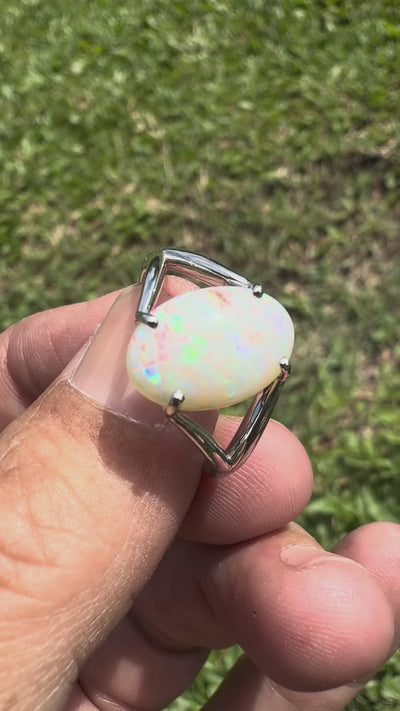 2.4ct Coober Pedy Opal Ring ~ 'Flinders Ranges Prism' | 925 Sterling Silver | Solid Australian Opal