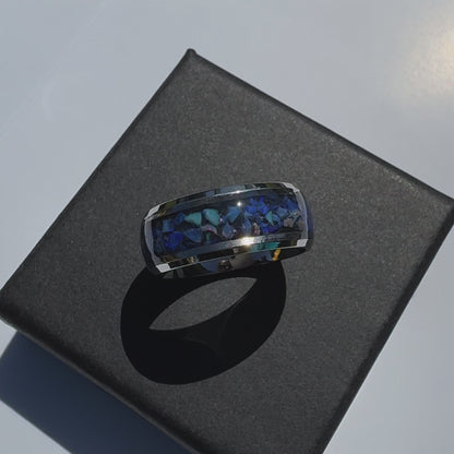 Handmade Australian Opal Ring Silver Surgical Steel Size M 1/2 (6 3/4)