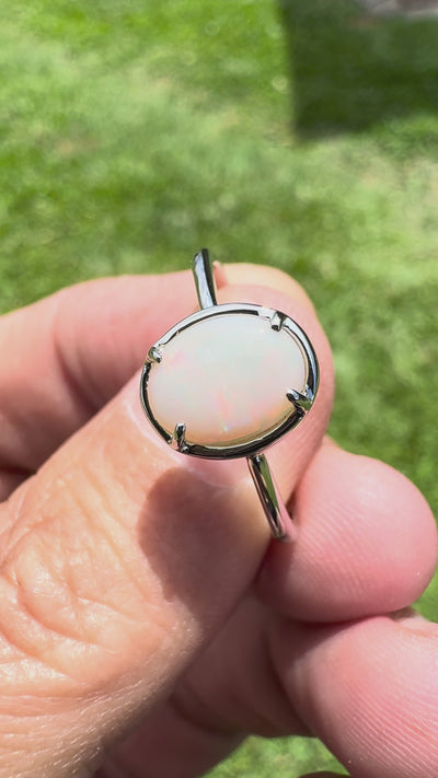 1.1ct Coober Pedy Opal Ring ~ 'Arkaroola Fire' | 925 Sterling Silver | Solid Australian Opal