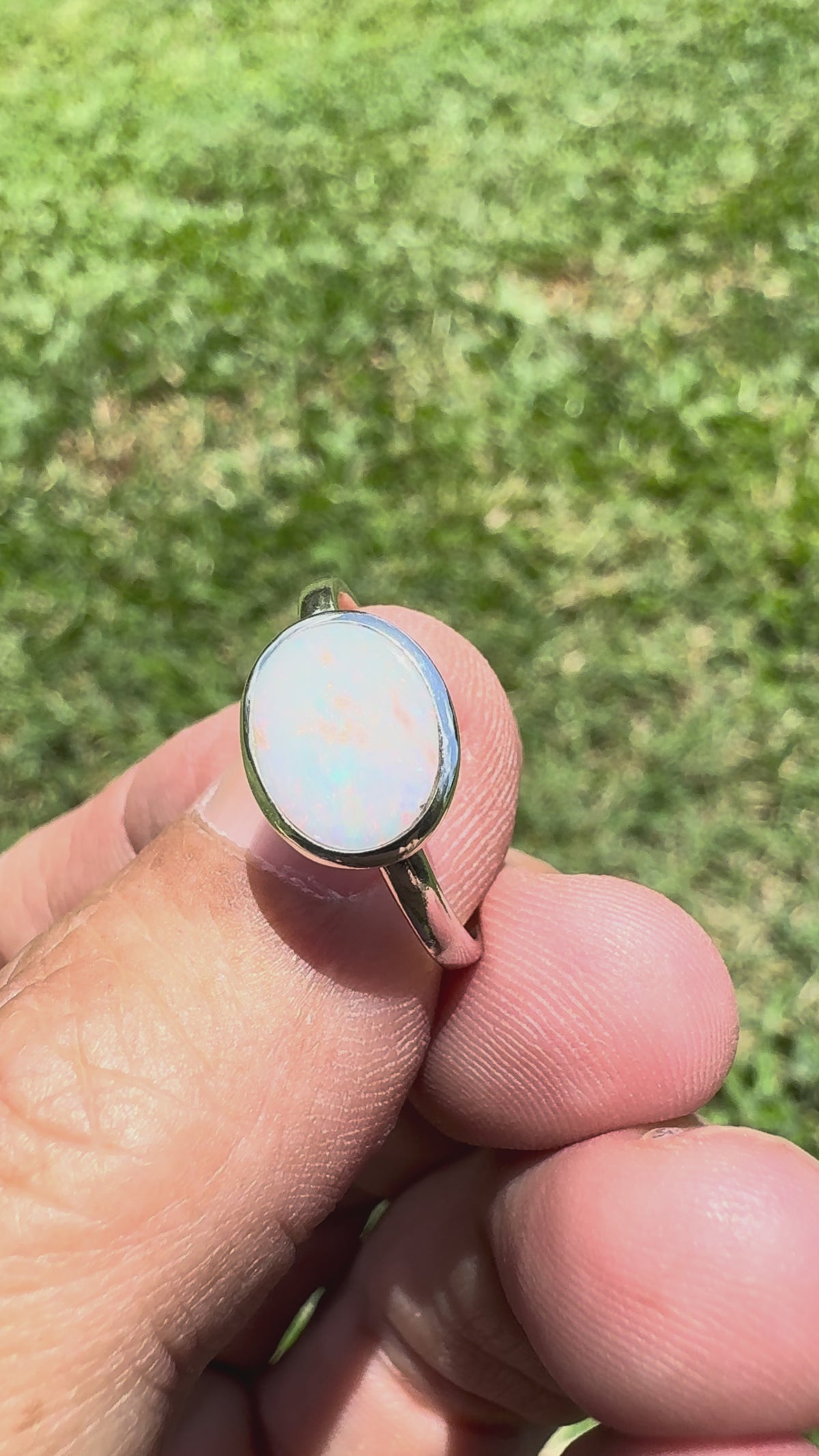 1ct Coober Pedy Opal Ring ~ 'Mission Beach Flash' | 925 Sterling Silver | Solid Australian Opal