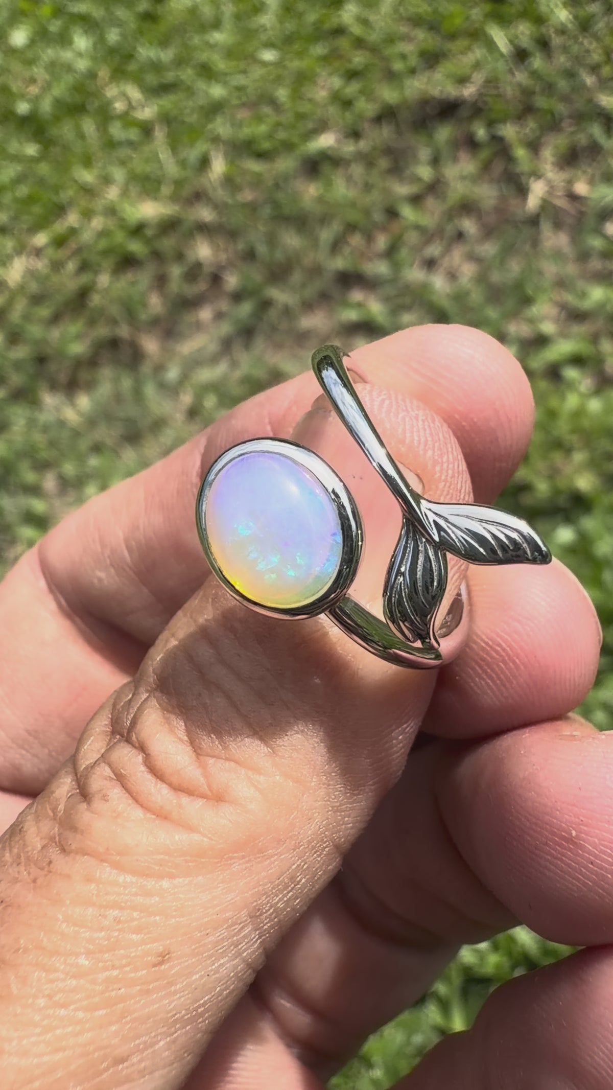 1.7ct Coober Pedy Opal Ring ~ 'Blue Whale Twilight' | 925 Sterling Silver | Solid Australian Opal