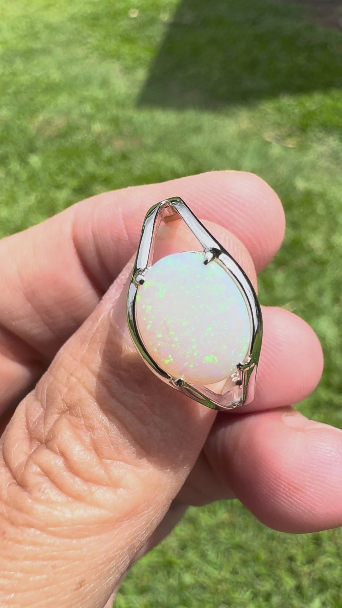 2ct Coober Pedy Opal Ring ~ 'Eungella Greens' | 925 Sterling Silver | Solid Australian Opal