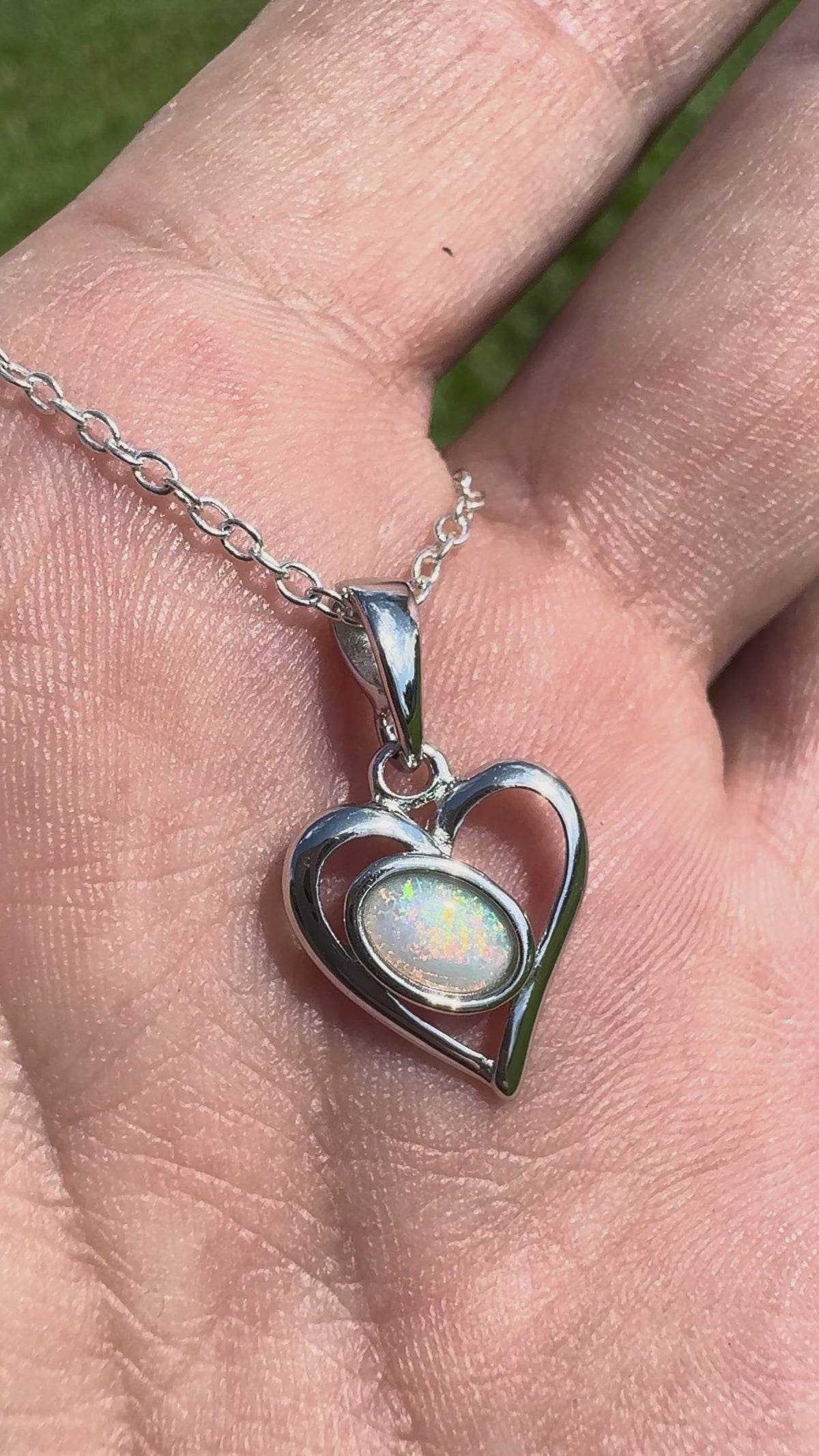 0.4ct Coober Pedy Opal Heart Pendant Necklace ~ 'Alice Springs Heart' | 925 Sterling Silver | Solid Australian Opal