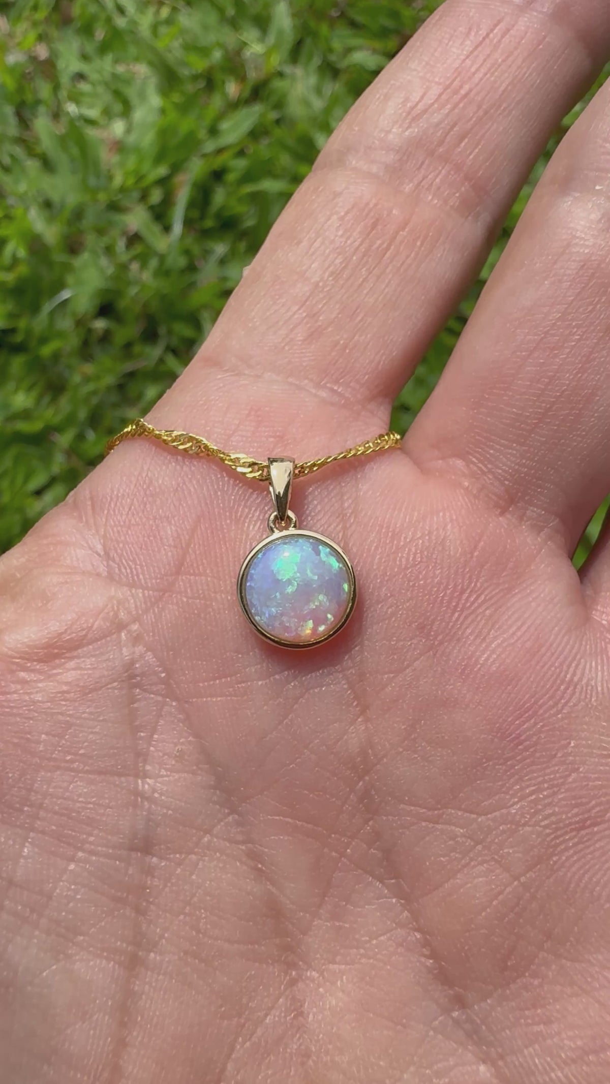 1.1ct Lightning Ridge Opal Pendant Necklace ~ 'Katherine Gorge Greens' | 14ct Yellow Gold | Solid Australian Opal