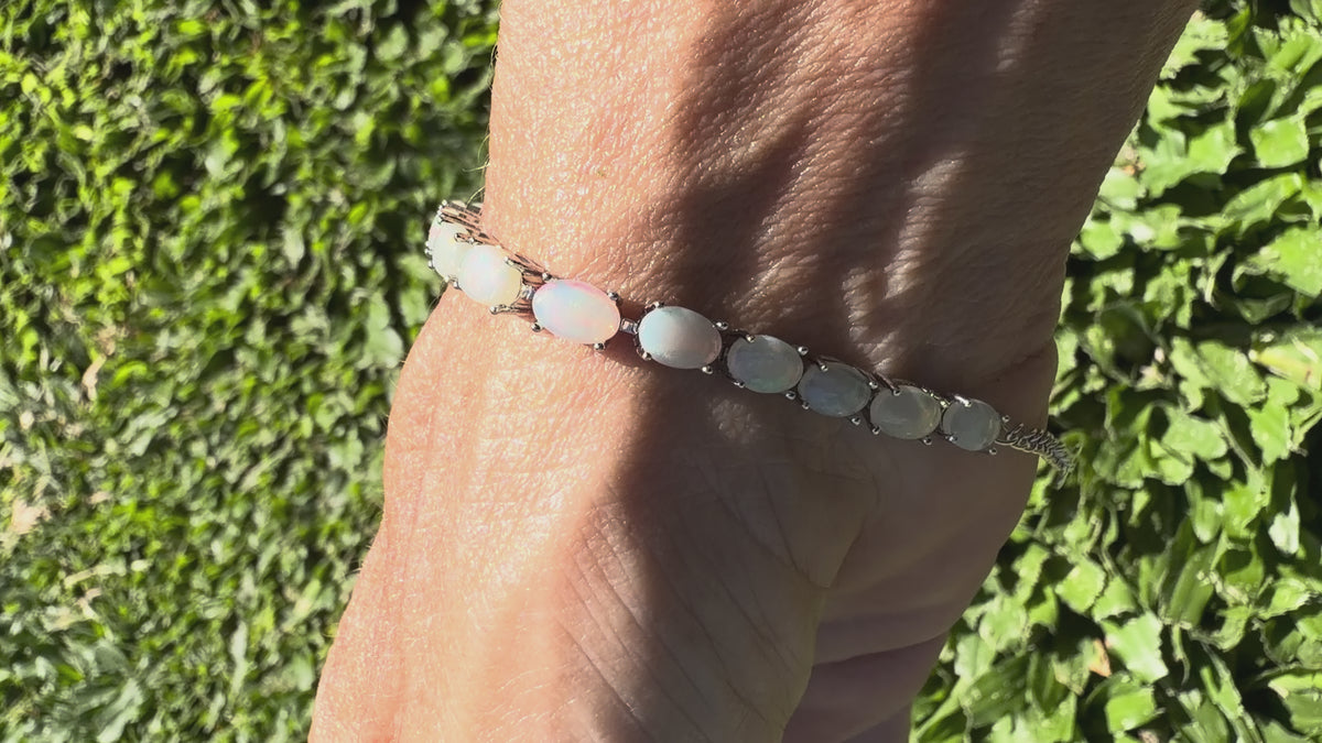 8.6ct Coober Pedy Opal Bracelet ~ 'Pinnacles Starlight' | 925 Sterling Silver | Solid Australian Opal