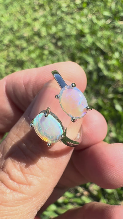 1.1ct Lightning Ridge Crystal Opal Ring ~ 'Twofold Bay Blues' | 925 Sterling Silver | Solid Australian Opal
