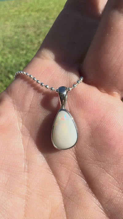 1.7ct Coober Pedy Opal Pendant Necklace ~ 'Baird Bay Coral' | 925 Sterling Silver | Solid Australian Opal