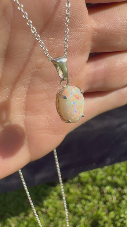 2.4ct Solid Coober Pedy Opal Sterling Silver Pendant