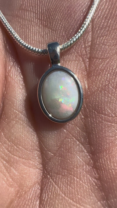 0.8ct Coober Pedy Opal Pendant Necklace ~ 'Mataranka Glow' | 925 Sterling Silver | Solid Australian Opal
