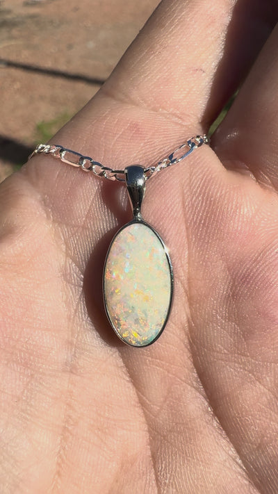 1.5ct Lightning Ridge Opal Pendant Necklace ~ 'Lake Bumbunga Blush' | 925 Sterling Silver | Solid Australian Opal