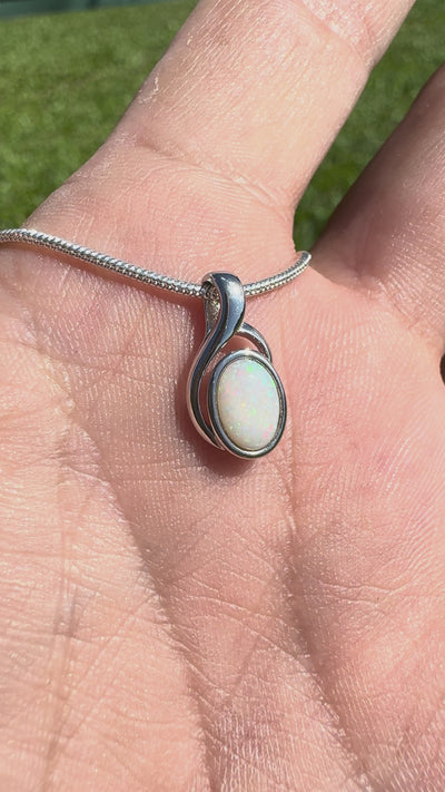 0.7ct Coober Pedy Opal Swirl Pendant Necklace ~ 'Gippsland Swirl' | 925 Sterling Silver | Solid Australian Opal