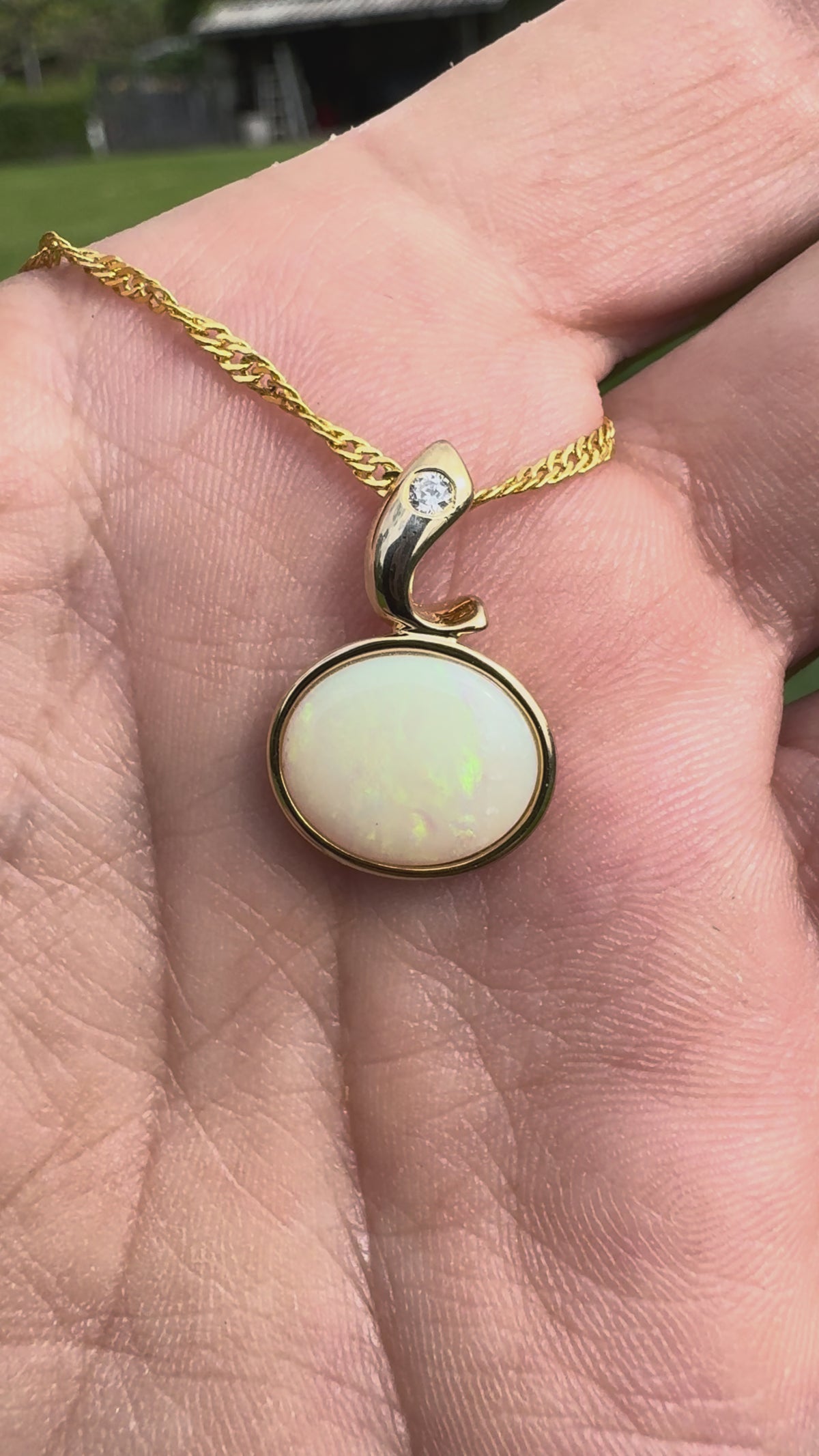 1.4ct Coober Pedy Opal Pendant Necklace ~ 'Beechworth Gold' | Yellow Gold Coated 925 Sterling Silver | Solid Australian Opal