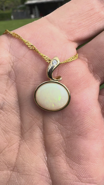 1.4ct Coober Pedy Opal Pendant Necklace ~ 'Beechworth Gold' | Yellow Gold Coated 925 Sterling Silver | Solid Australian Opal