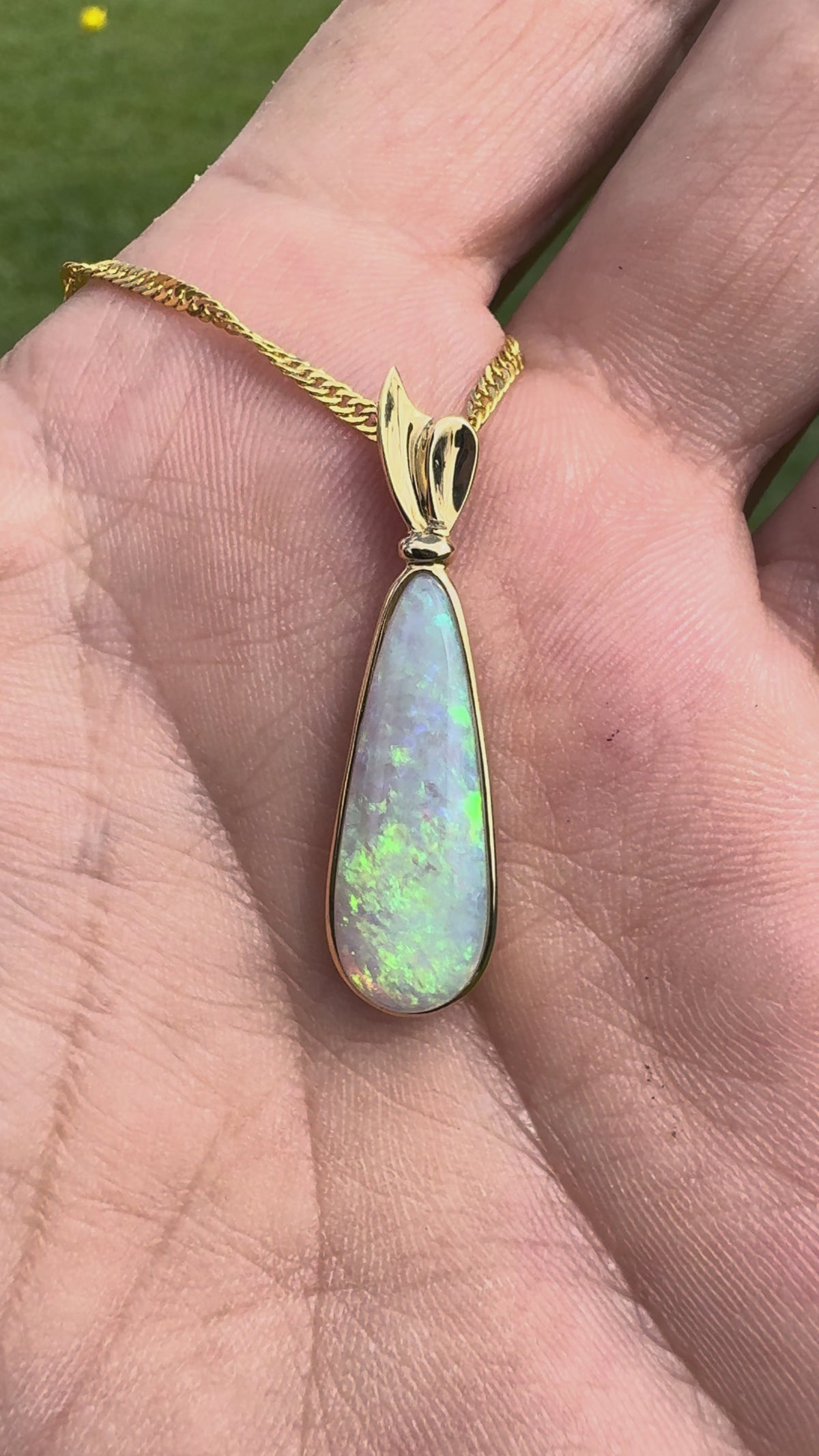 3.4ct Lightning Ridge Opal Pendant Necklace ~ 'Kakadu Lagoon' | 14ct Yellow Gold | Solid Australian Opal