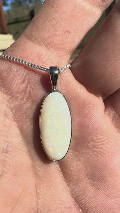 5.6ct Coober Pedy Opal Pendant Necklace ~ 'Lake Ballard Ember' | 925 Sterling Silver | Solid Australian Opal