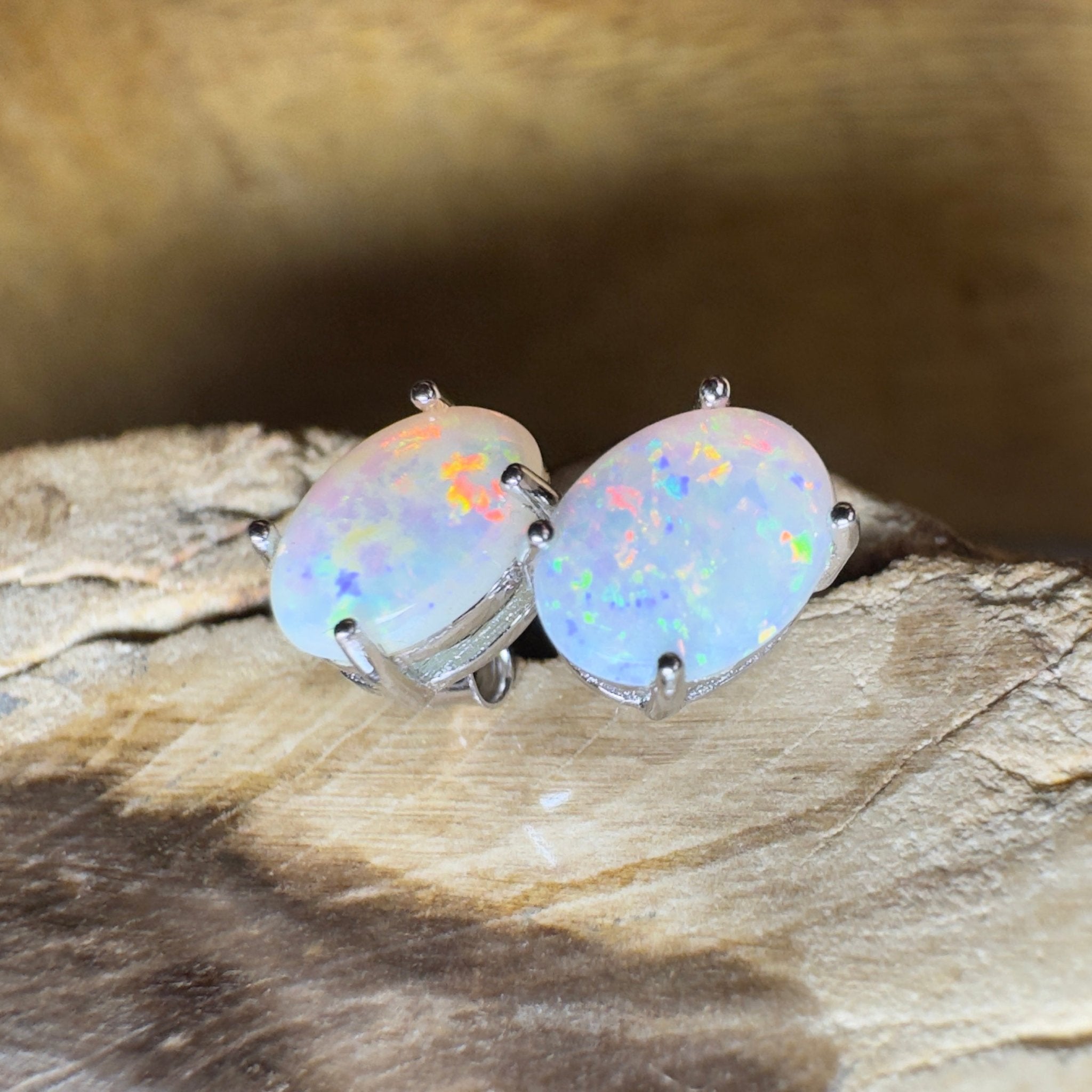 Prism Tide~ 1.7ct Coober Pedy Opal Sterling Silver Earrings